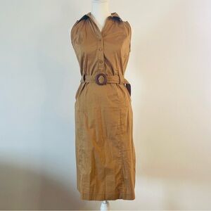 Summer Sleeveless Sheath Midi Dress 97% Cotton Medium Brown Merona Women’s 2